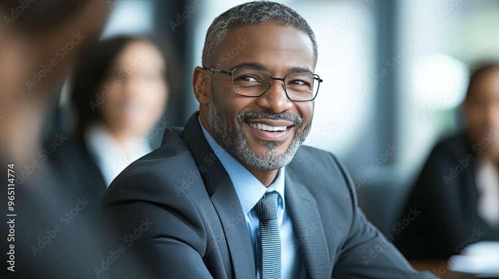 A Smiling Businessman in a Suit and Glasses A Smiling Businessman in a Suit and Glasses