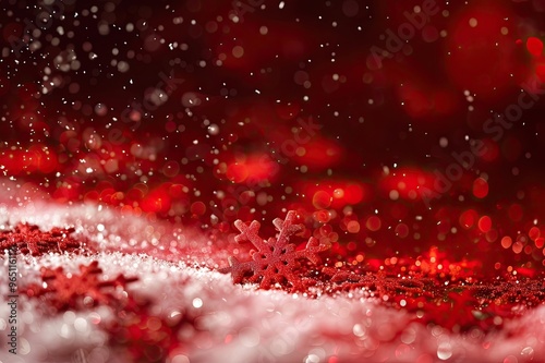 red christmas background with snowflakes