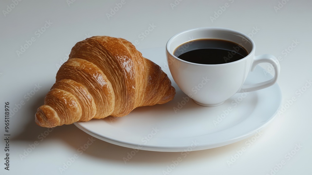 cup of coffee and croissan cup of coffee and croissan