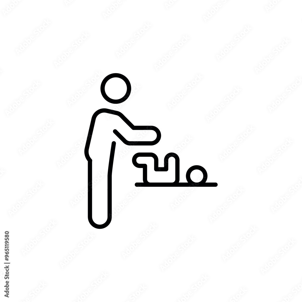 Baby changing icon. Simple icon of a person changing a baby's diaper for social media, app, and web design. Vector illustration. Baby changing icon. Simple icon of a person changing a baby's diaper for social media, app, and web design. Vector illustration.