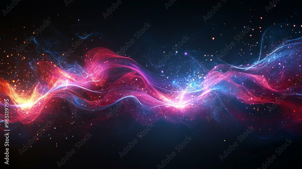 Abstract Glowing Waves with Scattered Light and Sparkle Abstract Glowing Waves with Scattered Light and Sparkle