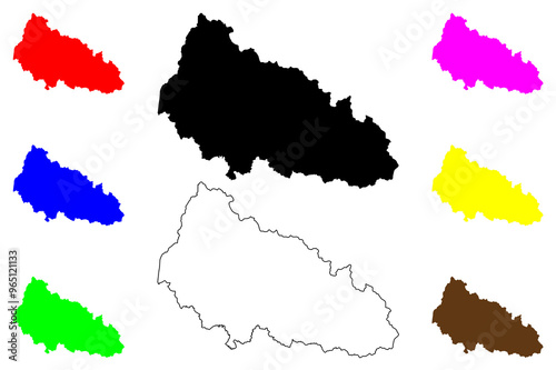Zakarpattia Oblast (Administrative divisions of Ukraine, Oblasts of Ukraine) map vector illustration, scribble sketch Zakarpattia map