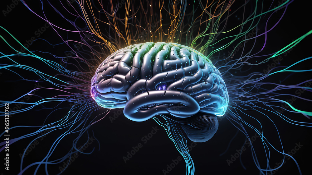 Human brain on abstract background. 3D illustration. 3D rendering Human brain on abstract background. 3D illustration. 3D rendering