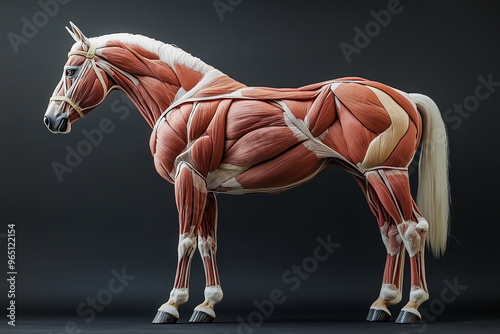 a horse with full body muscles anatomy 