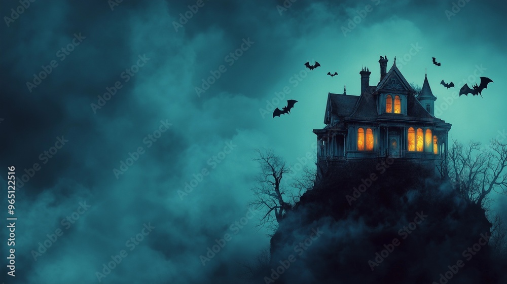 halloween background with house halloween background with house