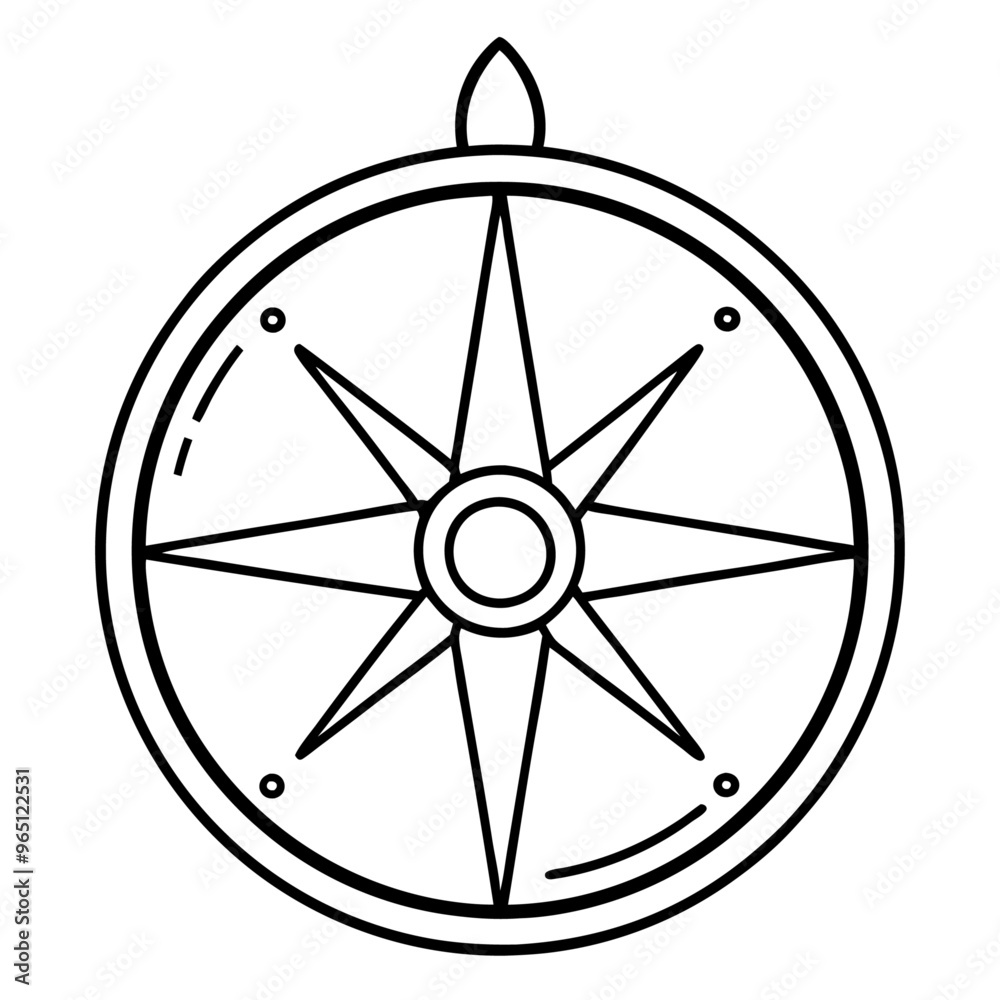 compass outline coloring book page line art illustration digital drawing compass outline coloring book page line art illustration digital drawing