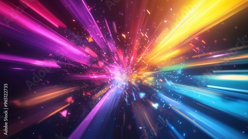 A colorful explosion of light and color with a lot of sparkles