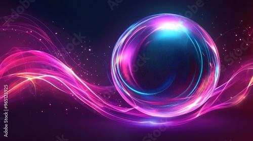 Glowing Abstract Background with Futuristic Blue Lights and Fractal Patterns