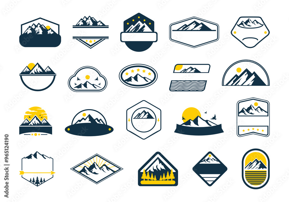 Mountain Adventure Logo Silhouette Set Mountain Adventure Logo Silhouette Set