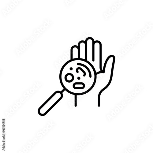 Hand Germs icon. Simple icon showing germs on a hand under a magnifying glass for social media, app, and web design. Vector illustration