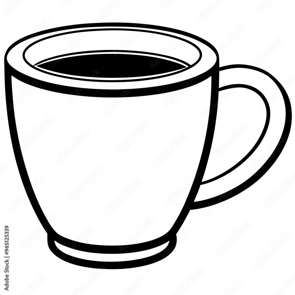 cup card outline coloring book page line art illustration digital drawing