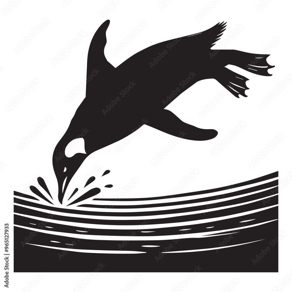 Emperor Penguin silhouette - Penguin Bird Vector Illustration in black and white Emperor Penguin silhouette - Penguin Bird Vector Illustration in black and white