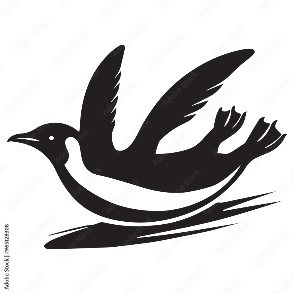 Emperor Penguin silhouette - Penguin Bird Vector Illustration in black and white Emperor Penguin silhouette - Penguin Bird Vector Illustration in black and white