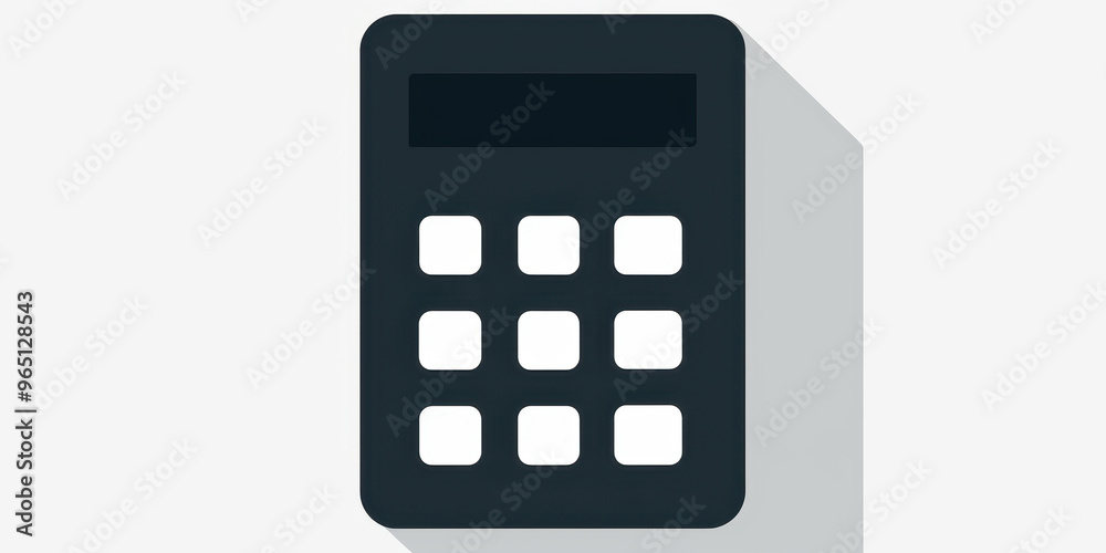 Dark silhouette of a calculator icon isolated on a white background emphasizing simplicity and functionality in design Dark silhouette of a calculator icon isolated on a white background emphasizing simplicity and functionality in design