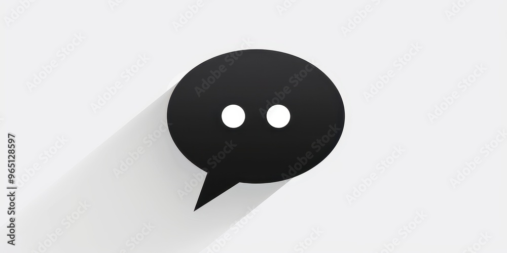 Simple dark silhouette of a chat bubble icon against a white background representing communication and messaging concepts Simple dark silhouette of a chat bubble icon against a white background representing communication and messaging concepts