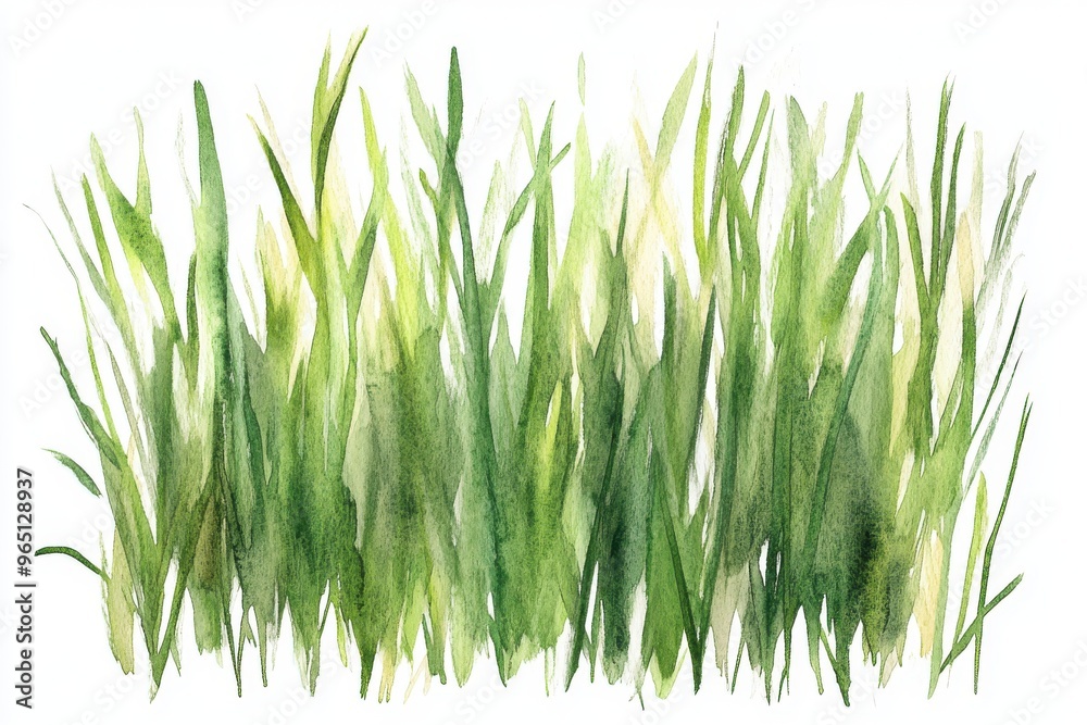 Obraz premium green long grass isolated on white background