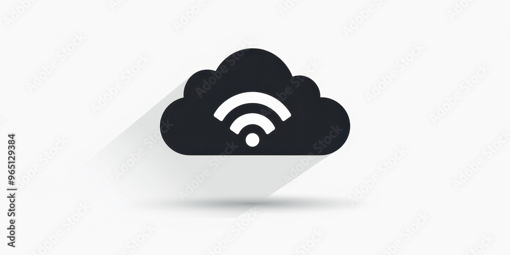 Simple dark silhouette of a download cloud icon on a clean white background, symbolizing cloud storage and data accessibility Simple dark silhouette of a download cloud icon on a clean white background, symbolizing cloud storage and data accessibility