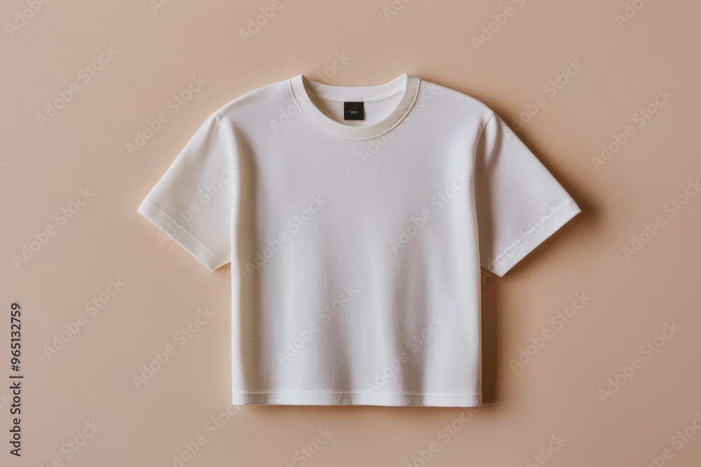 Simple Tshirt Flatlay mockup in beige background created with generative AI Simple Tshirt Flatlay mockup in beige background created with generative AI