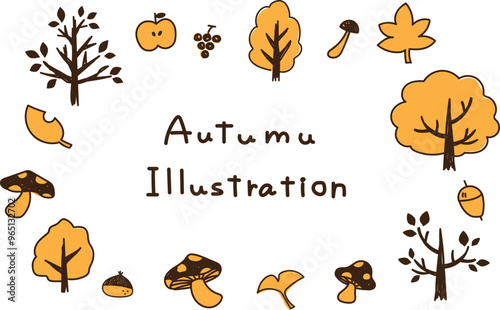 秋のゆるくてかわいいボタニカルイラスト
