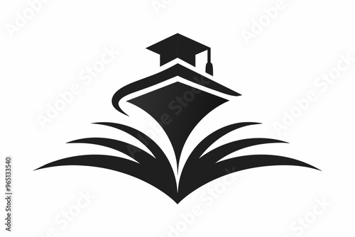 A minimalist Education Logo vector art illustration with a Graduation icon logo, featuring a modern stylish shape with an underline 