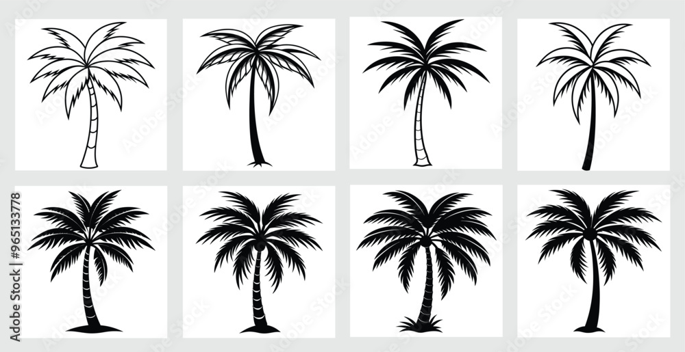 minimalistic black silhouette of a palm tree minimalistic black silhouette of a palm tree