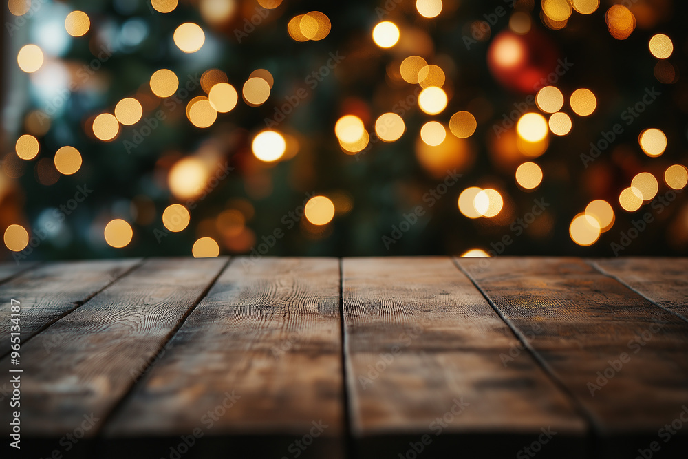 Christmas holiday background with empty wooden table Christmas holiday background with empty wooden table