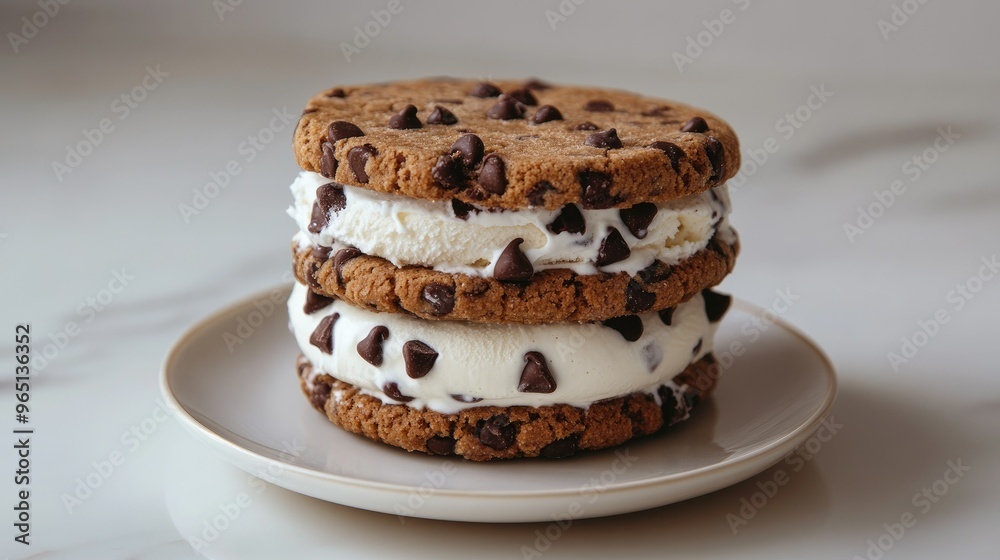 Ice cream sandwich with chocolate chip cookies Ice cream sandwich with chocolate chip cookies
