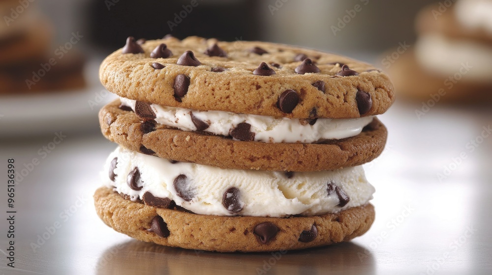 Ice cream sandwich with chocolate chip cookies Ice cream sandwich with chocolate chip cookies