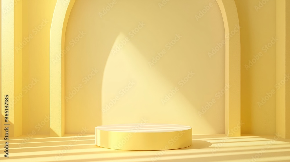 An elegant 3D podium with ample empty space, framed by soft glowing waves, set against a light pink background, ideal for beauty and skincare advertising An elegant 3D podium with ample empty space, framed by soft glowing waves, set against a light pink background, ideal for beauty and skincare advertising