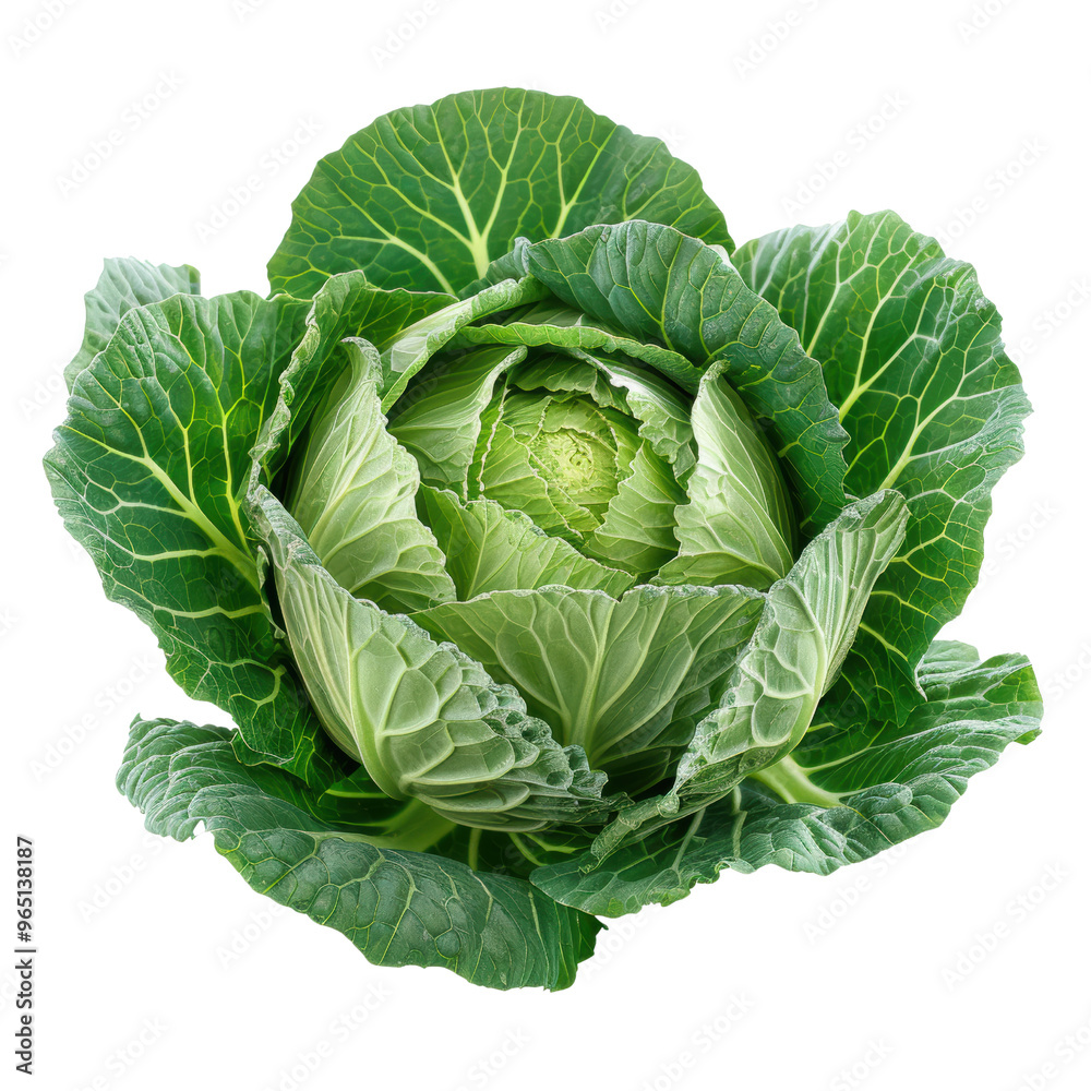 A Lush Green Cabbage Emerges, Showcasing Its Inner Layers and Freshness, Set Against a Solid Transparent background That Enhances Its Beauty A Lush Green Cabbage Emerges, Showcasing Its Inner Layers and Freshness, Set Against a Solid Transparent background That Enhances Its Beauty