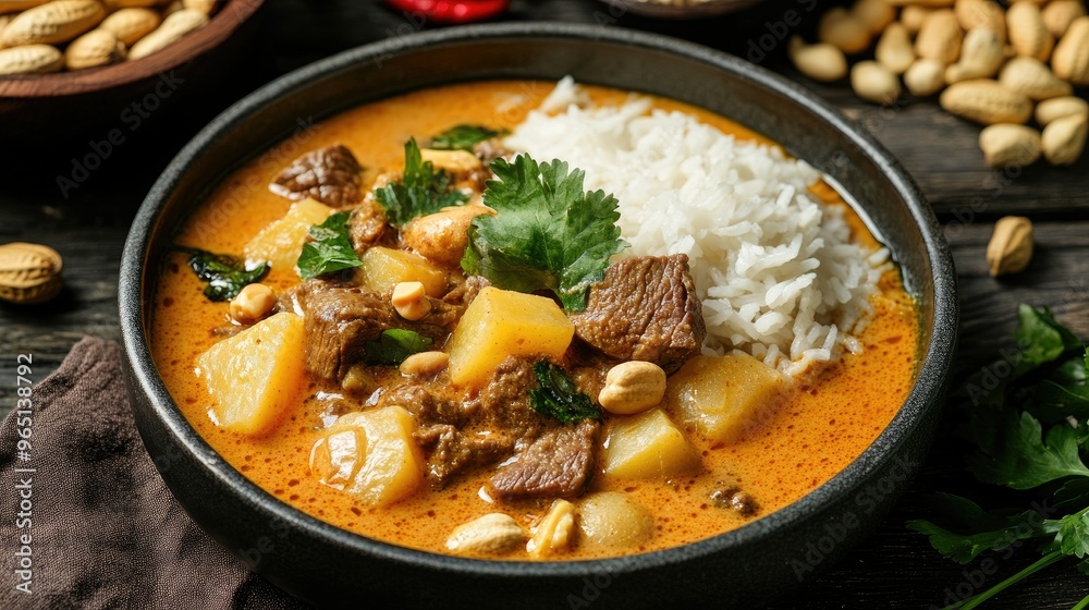 Massaman curry with beef, potatoes, and peanuts Massaman curry with beef, potatoes, and peanuts