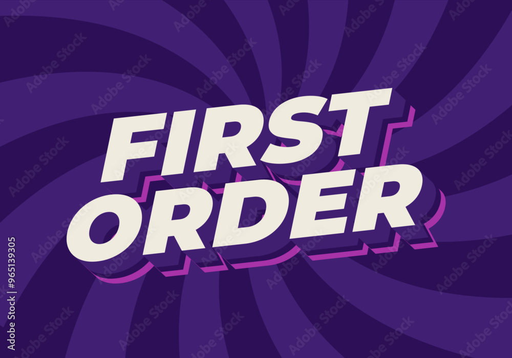 First order. Text effect in 3D style with modern colors First order. Text effect in 3D style with modern colors