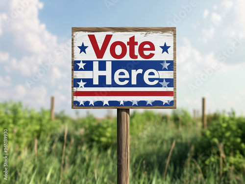 Vote Here Signs: Clean and Patriotic Directional Signs for Polling Stations