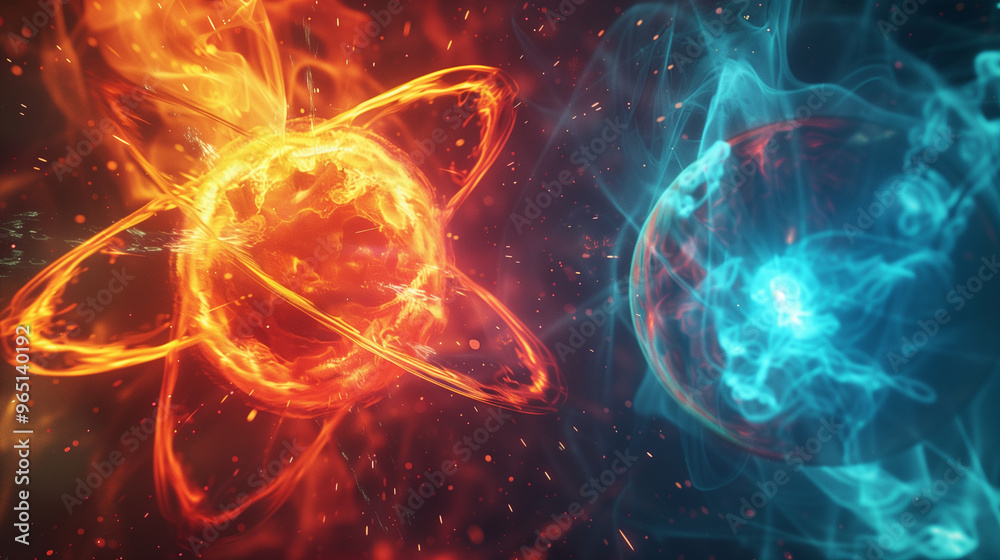 Fiery red and cool blue atomic structures in a dynamic quantum energy interaction Fiery red and cool blue atomic structures in a dynamic quantum energy interaction