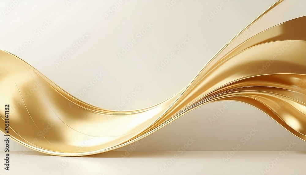 Abstract white background with gold wavy curve Abstract white background with gold wavy curve