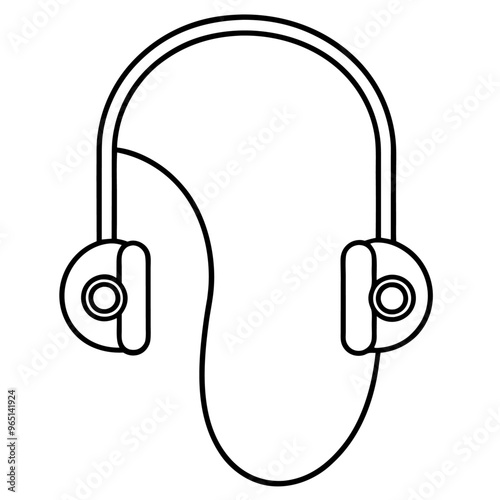 earphones outline coloring book page line art illustration digital drawing