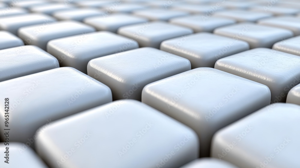 Obraz premium Close-up view of smooth, white squares arranged in a grid pattern, highlighting modern design and minimalist aesthetics.
