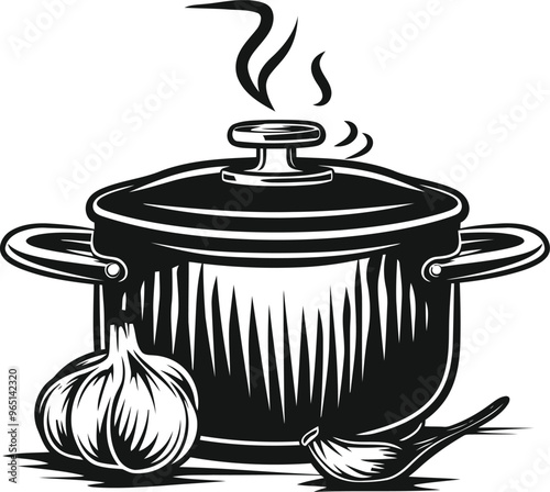 Sketch Vector Illustration of a Tureen with Hot Cooked Vegetables, Ideal for Vegetarian and Vegan Food Designs and Culinary Art