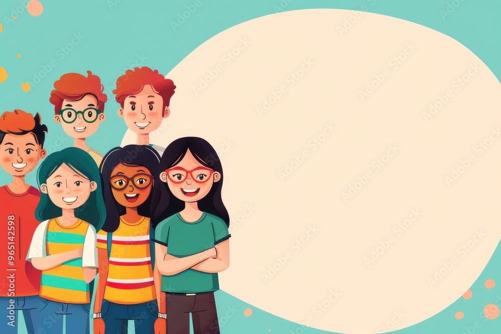 International friendship day background banner poster with group of six people with empty space with generative ai International friendship day background banner poster with group of six people with empty space with generative ai