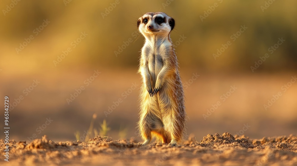 Fototapeta premium Playful meerkat standing on its hind legs