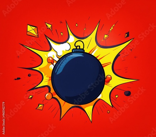 Bomb Explosions Hyper Casual Icon on Red Background photo