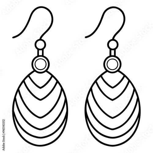 earrings outline coloring book page line art illustration digital drawing