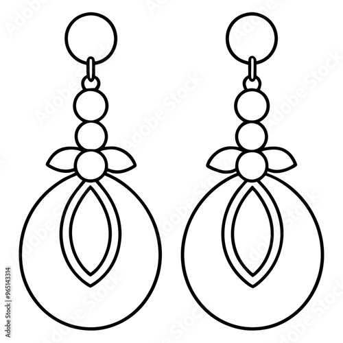 earrings outline coloring book page line art illustration digital drawing