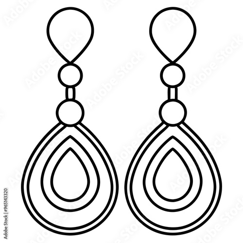 earrings outline coloring book page line art illustration digital drawing