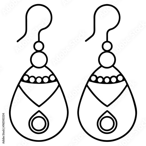 earrings outline coloring book page line art illustration digital drawing