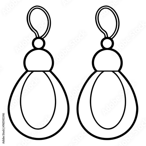 earrings outline coloring book page line art illustration digital drawing