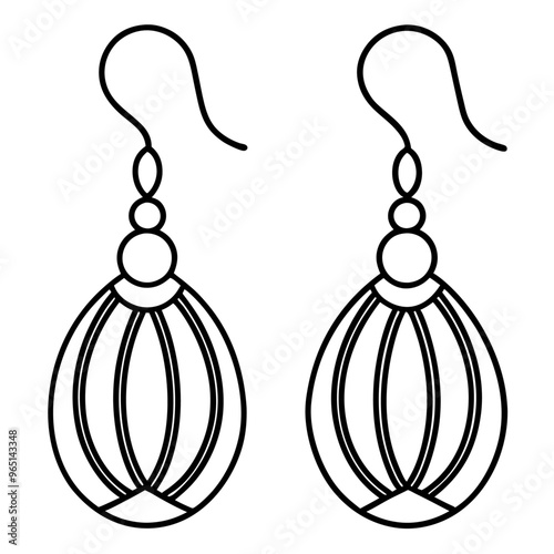 earrings outline coloring book page line art illustration digital drawing