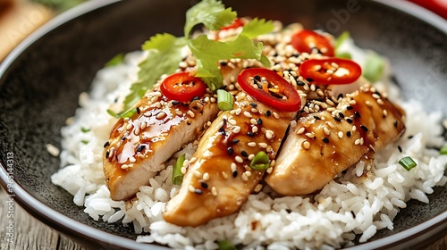 Delicious Teriyaki Chicken with Rice and Sesame Seeds