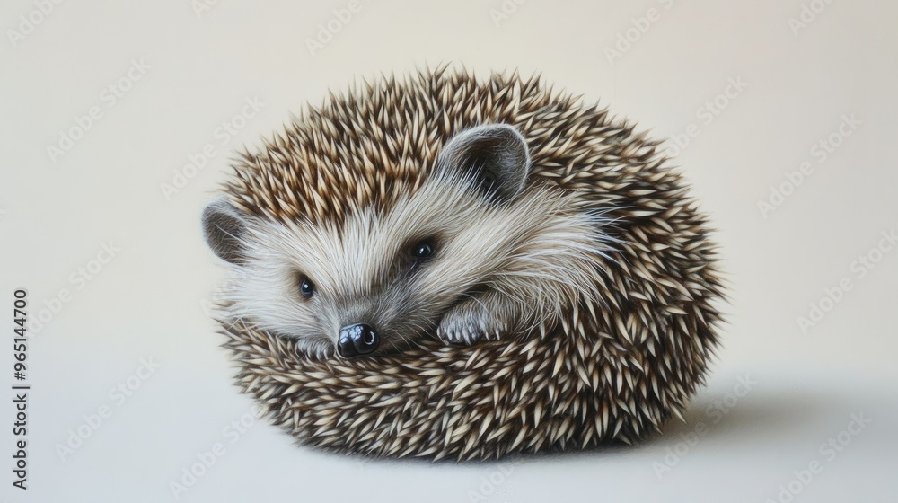 Fototapeta premium Small hedgehog curled up in a ball