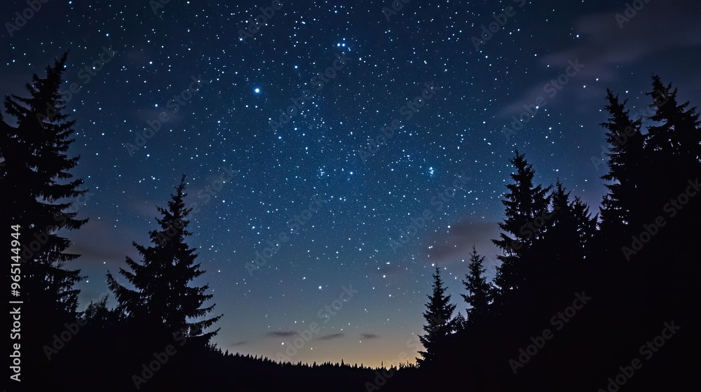 Fototapeta premium Starry night sky with twinkling constellations -